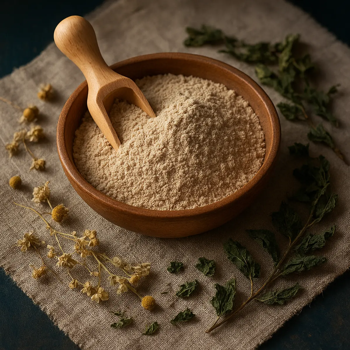 Farine de châtaigne et plantes de tisane bio